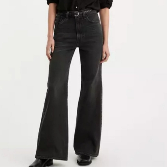 Levi's Denim - Levis Ribcage Bell Jeans Charcoal Black Size 23